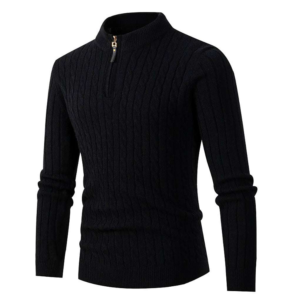 Autumn new men's zipper half-high collar twist knit bottoming shirt Autumn new men's zipper half-high collar twist knit bottoming shirt