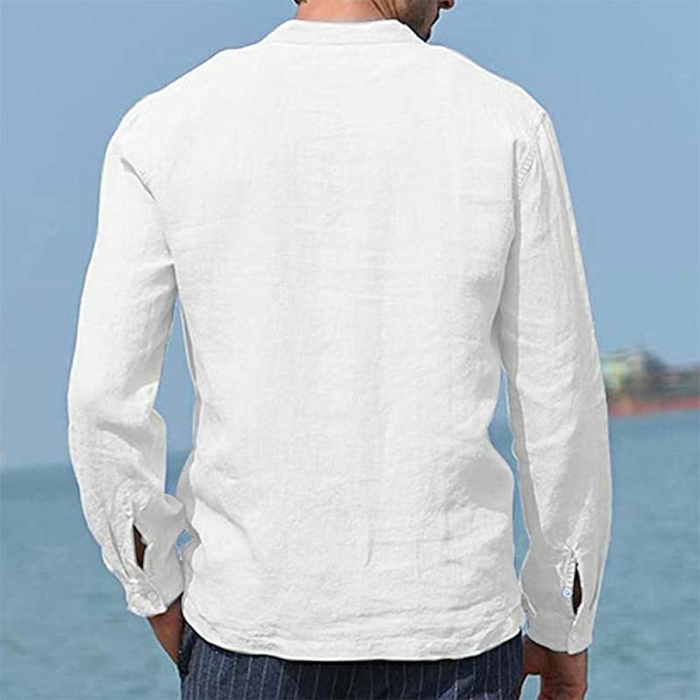 Men's Cotton Linen Casual Long Sleeve Shirt Pocket Loose Shirt Men's Cotton Linen Casual Long Sleeve Shirt Pocket Loose Shirt