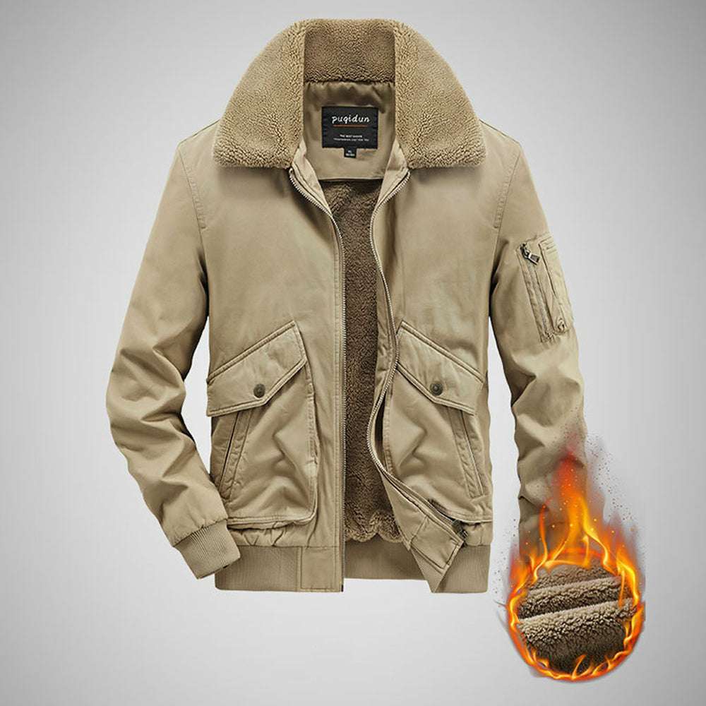 Men's lamb fleece Lapel Solid Color Jacket Men's lamb fleece Lapel Solid Color Jacket