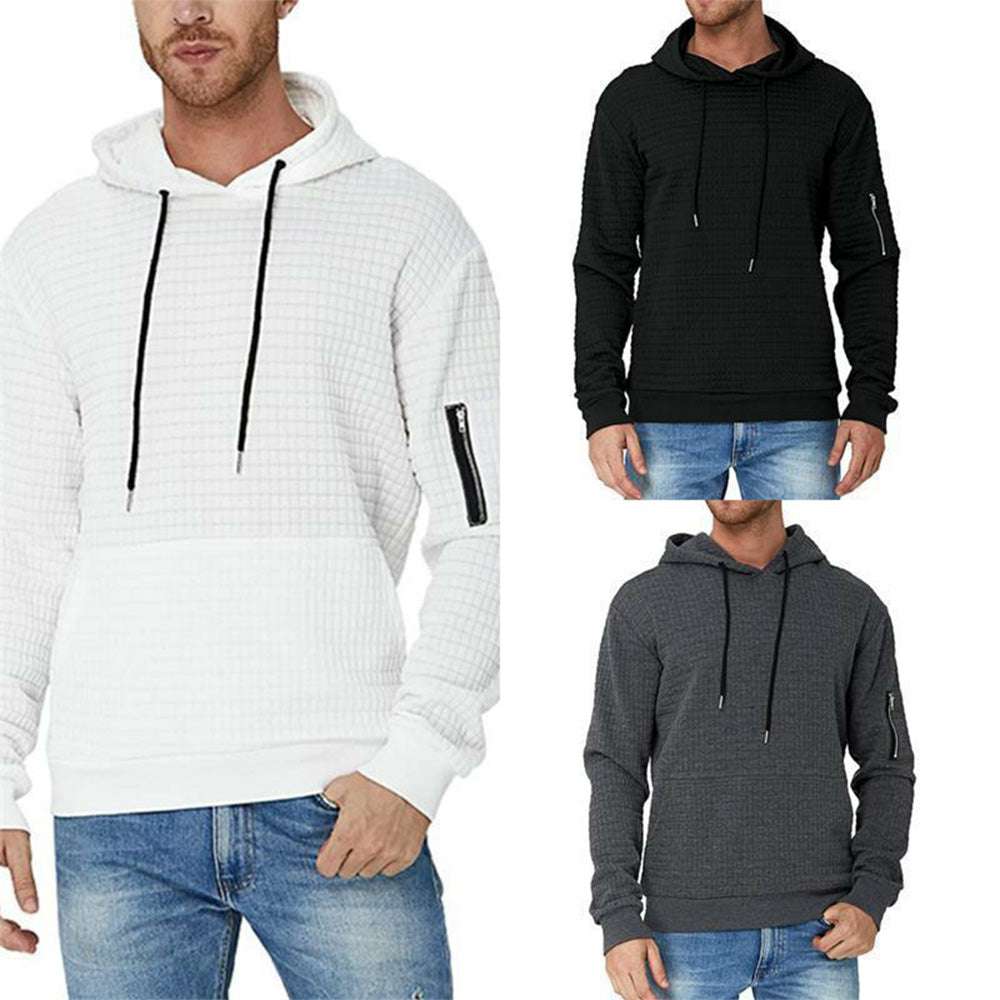 Trendy Men's Jacquard Zip Pocket Long Sleeve Sweatshirt P1150