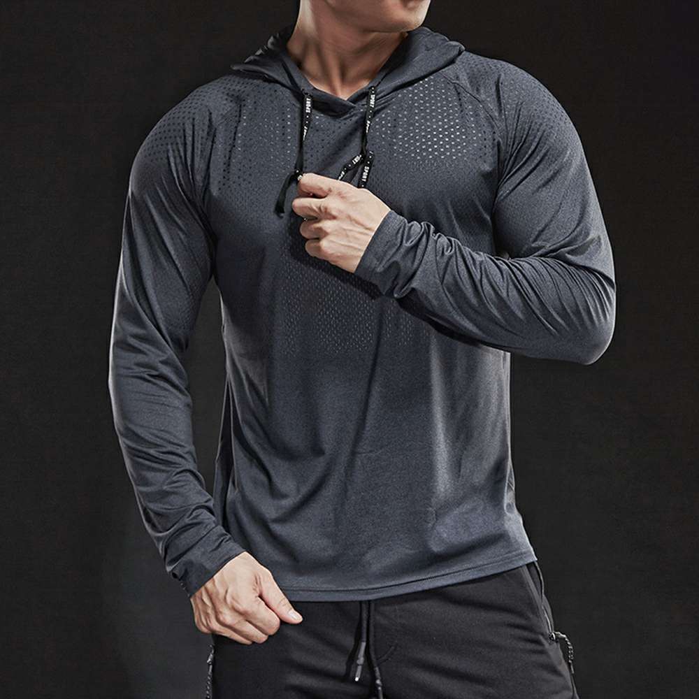 Men's Long Sleeve Hooded Quick Dry Sports Sweatshirt P1172