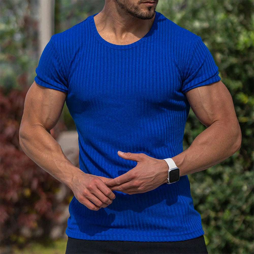 New Round Neck Short Sleeve Vertical Stripe Men's T-Shirt New Round Neck Short Sleeve Vertical Stripe Men's T-Shirt