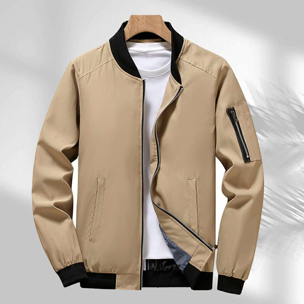 Men's Solid Color Stand Collar Casual Jacket