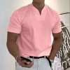 Men's Solid Color V-Neck Slim Fit Short Sleeve