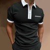 Fashion men's color block zip collar short sleeve polo shirt P1132 Fashion men's color block zip collar short sleeve polo shirt P1132