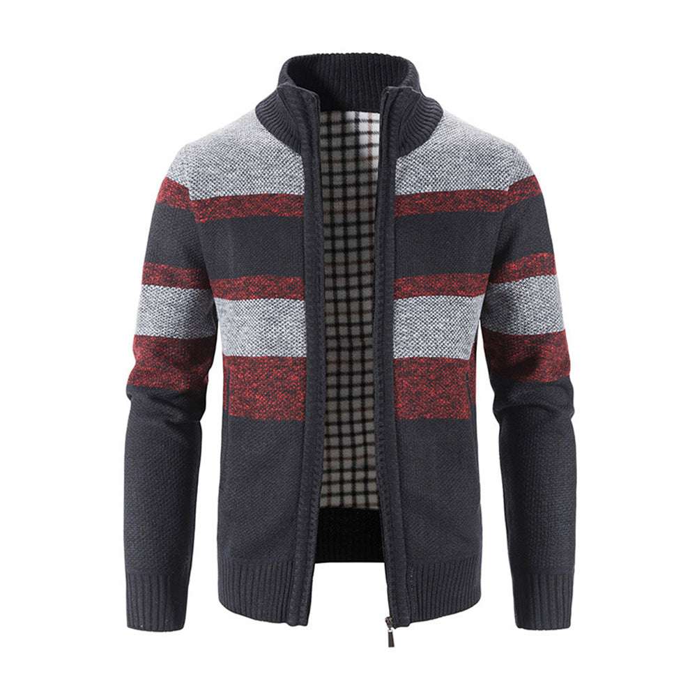 Men's Fashion Stripe Colorblock Sweater Cardigan Jacket P1231