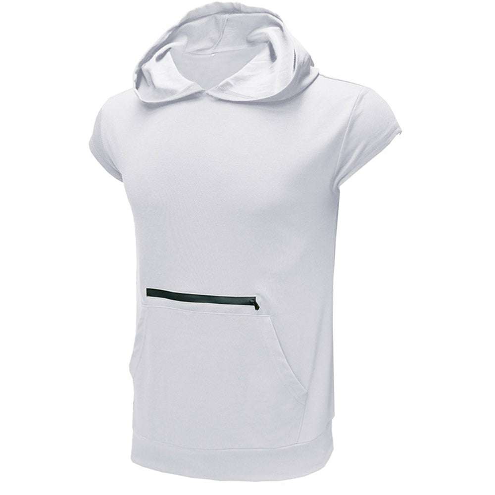 Men's Sleeveless Sports Vest Outdoor Fitness Solid Color Hoodie