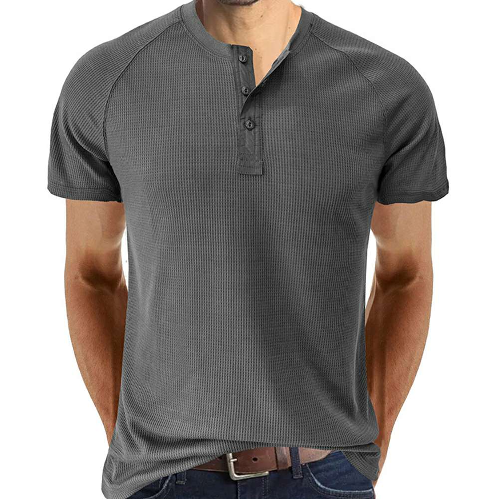 Waffle Button Raglan Men's Short Sleeve