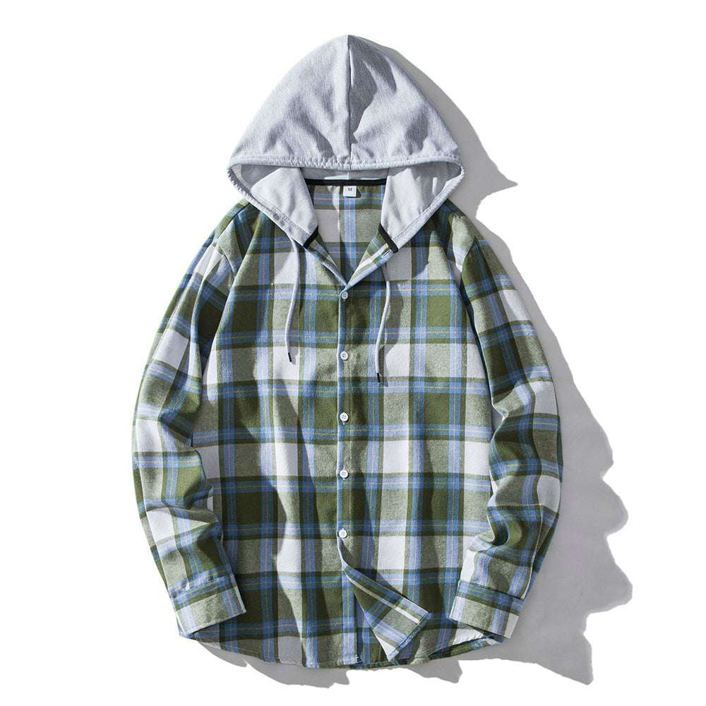 Men's Plaid Hooded Shirt P1245 Men's Plaid Hooded Shirt P1245