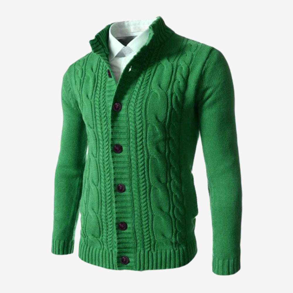 Men's Standing Collar Twisted Button Sweater Cardigan P1210 Men's Standing Collar Twisted Button Sweater Cardigan P1210