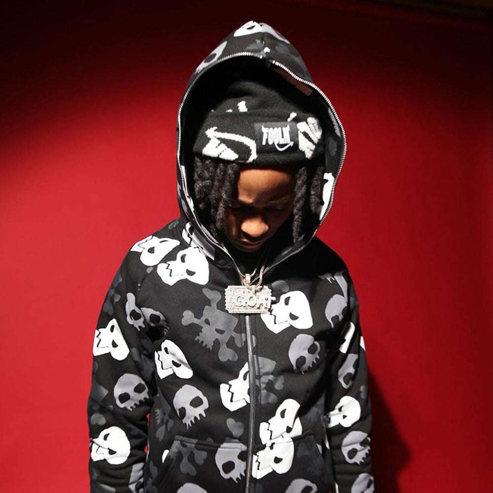 Men's Skull Print Oversized Hooded Sweatshirt P1211 Men's Skull Print Oversized Hooded Sweatshirt P1211
