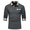 New Men's Plaid Long Sleeve Color Matching Polo Shirt New Men's Plaid Long Sleeve Color Matching Polo Shirt
