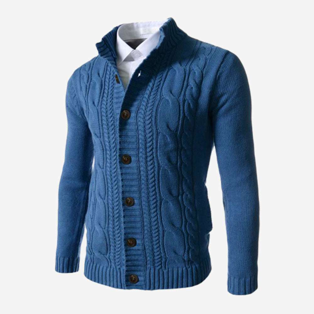 Men's Standing Collar Twisted Button Sweater Cardigan P1210 Men's Standing Collar Twisted Button Sweater Cardigan P1210