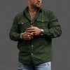 Fashion Men's Corduroy Button Pocket Long Sleeve Shirt