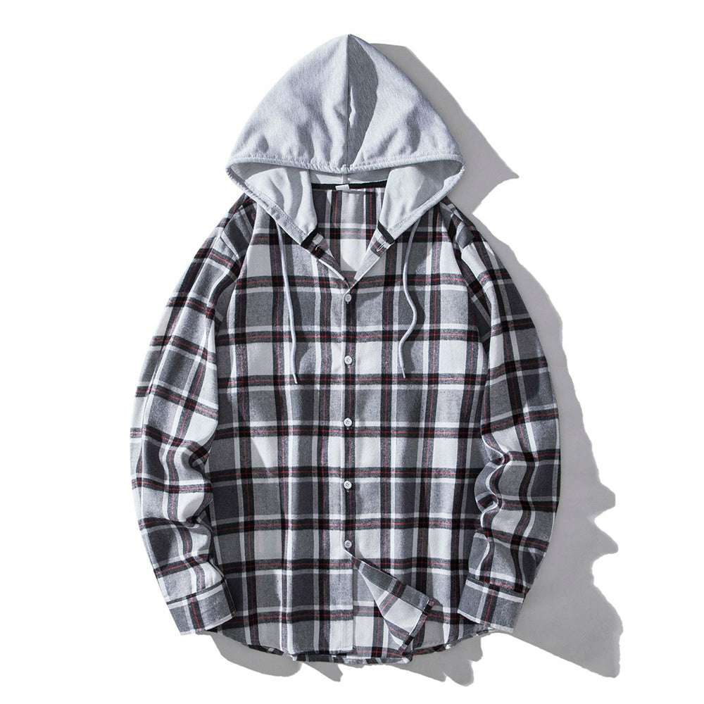 Men's Plaid Hooded Shirt P1245 Men's Plaid Hooded Shirt P1245