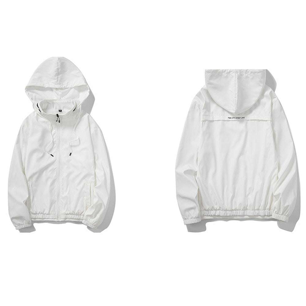 Men's Solid Color Stand Collar Hooded Jacket