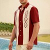 Summer new men's lapel striped printed short-sleeved shirt Summer new men's lapel striped printed short-sleeved shirt