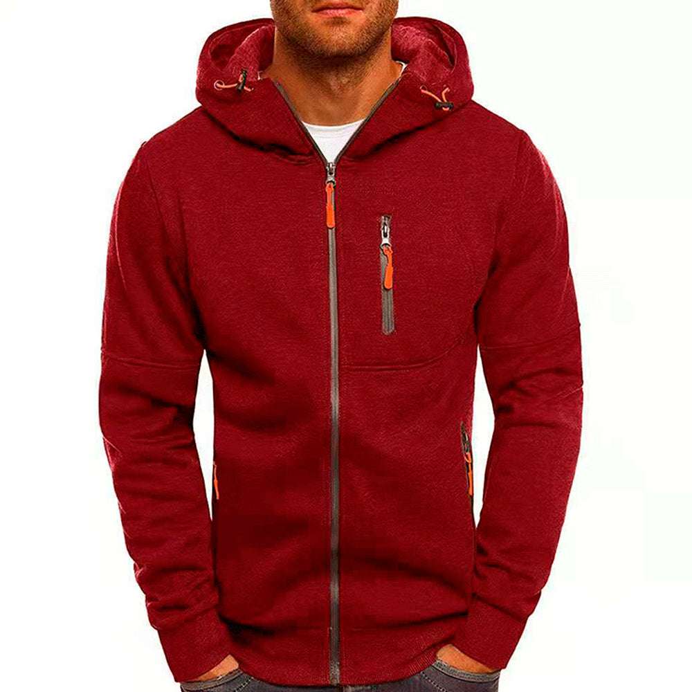 Men's Contrast Zip Slim Fit Hooded Jacket P1248