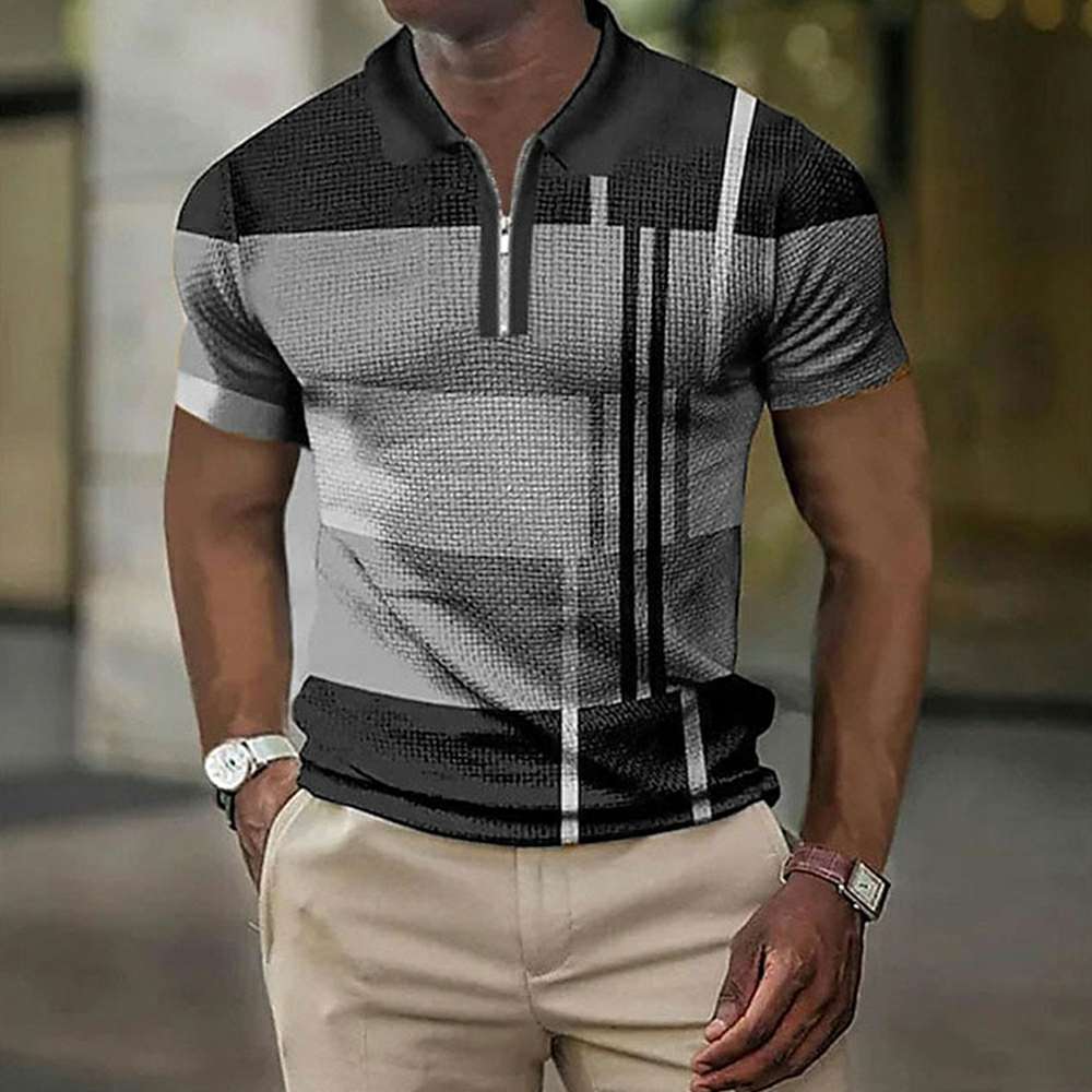 Summer Fashion Men's Color Block Polo Shirt P1113
