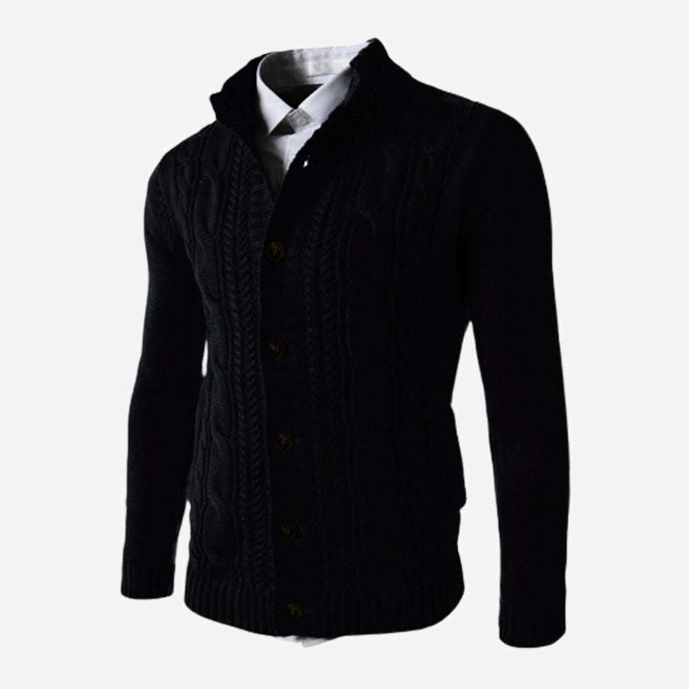 Men's Standing Collar Twisted Button Sweater Cardigan P1210 Men's Standing Collar Twisted Button Sweater Cardigan P1210