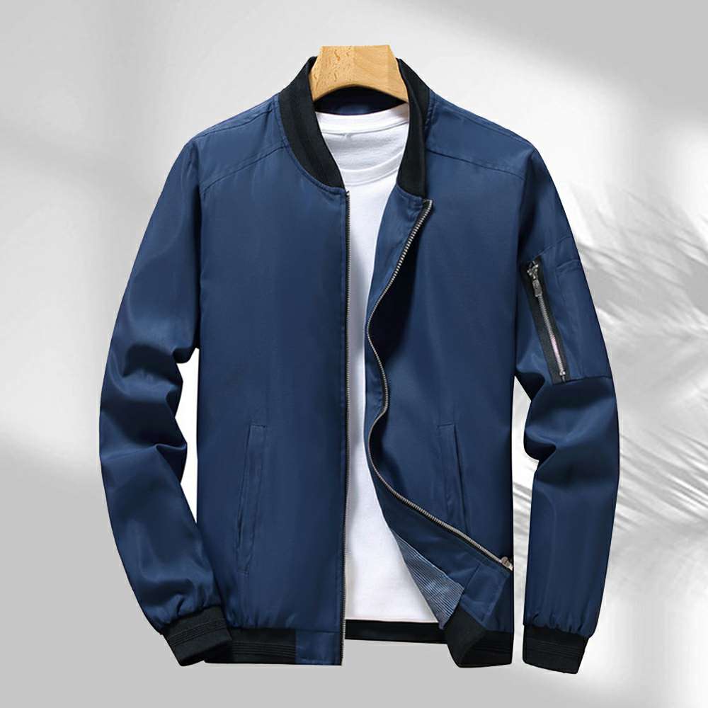 Men's Solid Color Stand Collar Casual Jacket