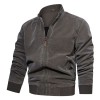 Men's Stand Collar Cotton Solid Color Zip Casual Jacket Men's Stand Collar Cotton Solid Color Zip Casual Jacket