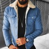 New winter lambswool style thickened denim jacket for men
