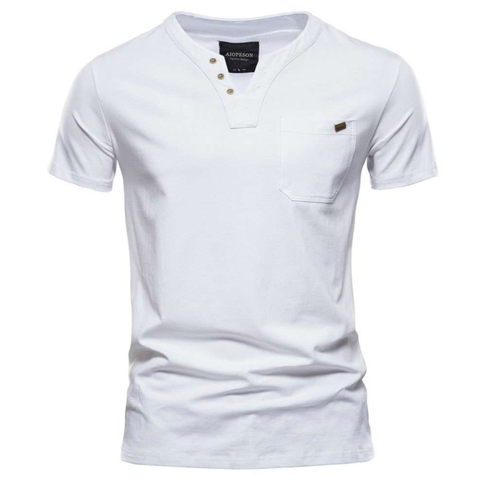 Summer new men's casual v-neck trend slim cotton short-sleeved T-shirt Summer new men's casual v-neck trend slim cotton short-sleeved T-shirt