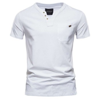 Summer new men's casual v-neck trend slim cotton short-sleeved T-shirt