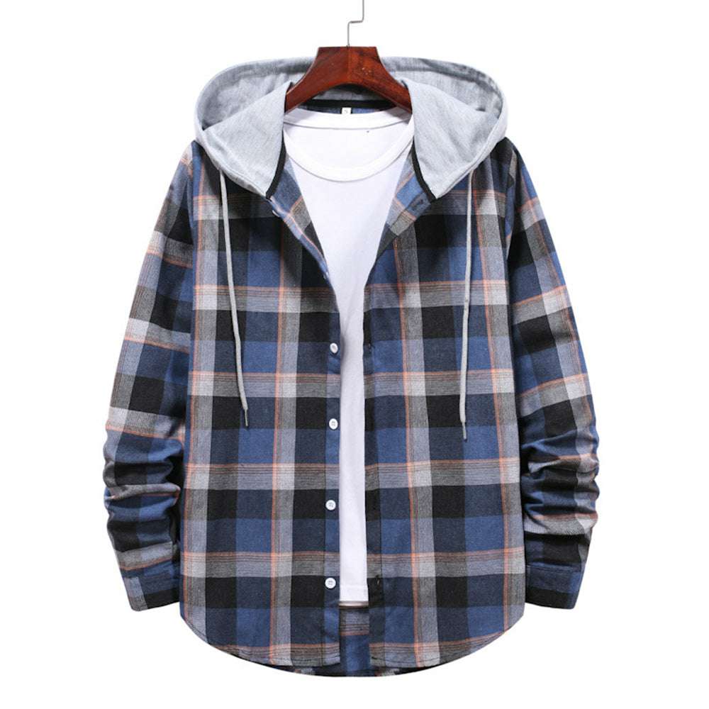 Men's Plaid Hooded Long Sleeve Shirt Jacket P1222 Men's Plaid Hooded Long Sleeve Shirt Jacket P1222