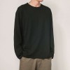 Men's basic solid color cotton round neck loose long-sleeved bottoming shirt