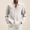 New loose solid color cotton and linen shirt for men New loose solid color cotton and linen shirt for men