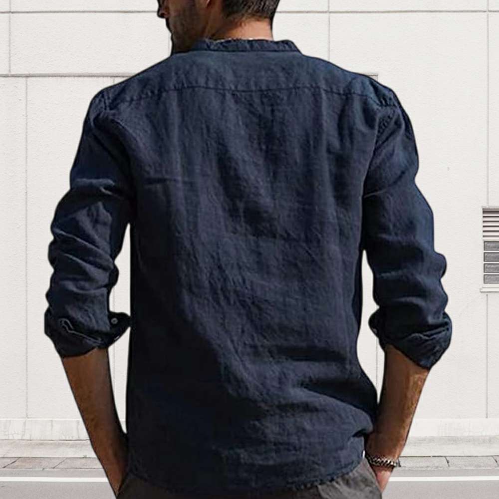 Men's Long Sleeve V Neck Casual Beach Linen Shirt Men's Long Sleeve V Neck Casual Beach Linen Shirt