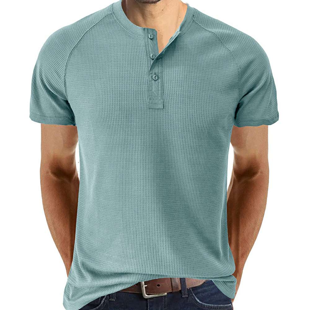 Waffle Button Raglan Men's Short Sleeve