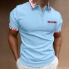 Men's short sleeve polo shirt with check and color block pattern P1043