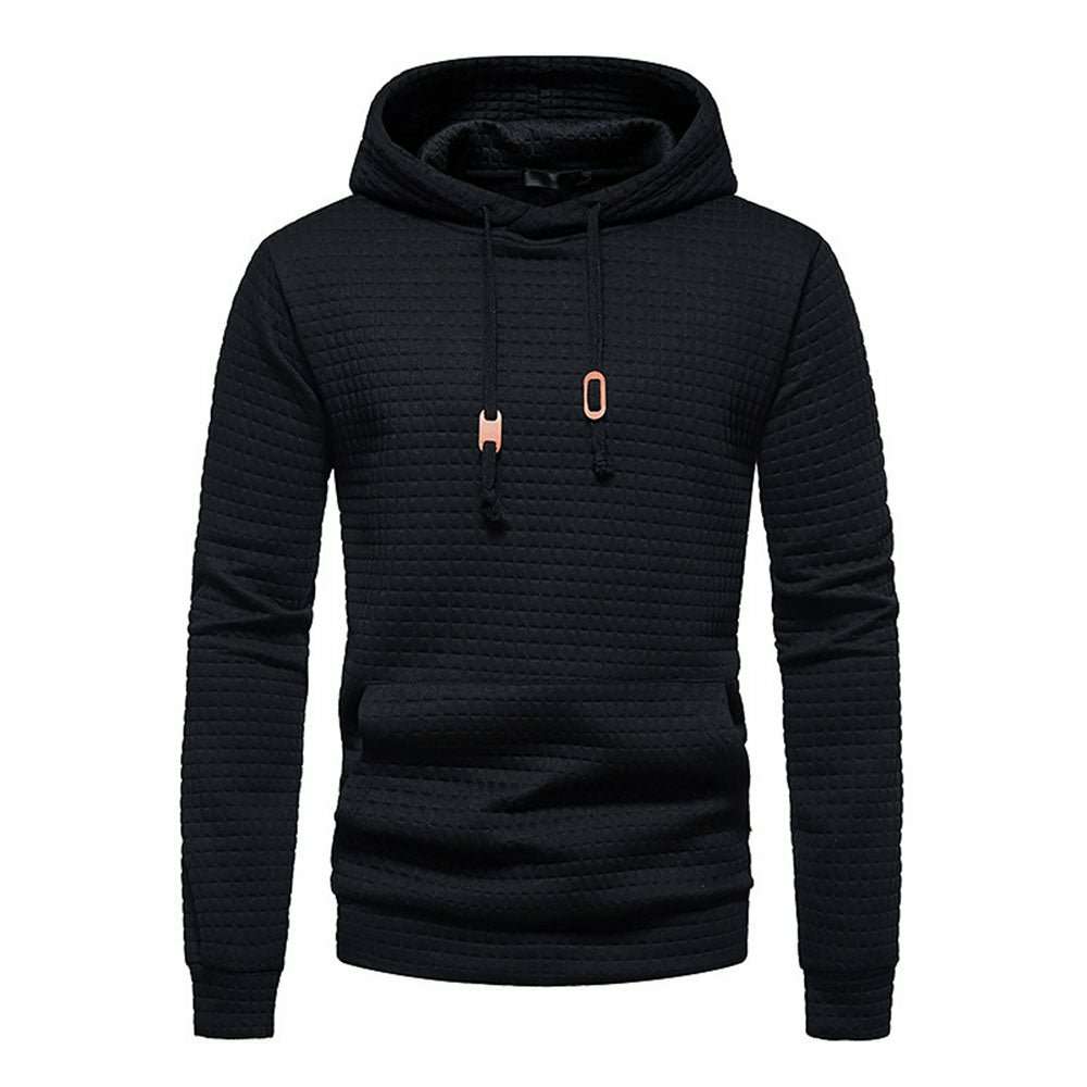 New Men's Fashion Check Casual Pocket Pullover Hoodie