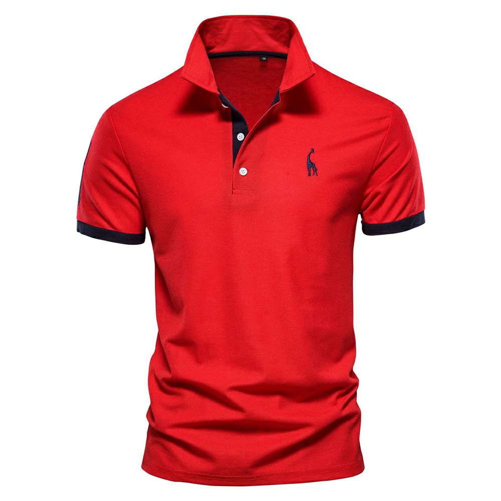 Men's Short Sleeve Fawn Embroidered Polo Shirt P1007 Men's Short Sleeve Fawn Embroidered Polo Shirt P1007
