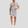 Summer new men's hollow icy breathable casual thin short-sleeved shorts suit Summer new men's hollow icy breathable casual thin short-sleeved shorts suit