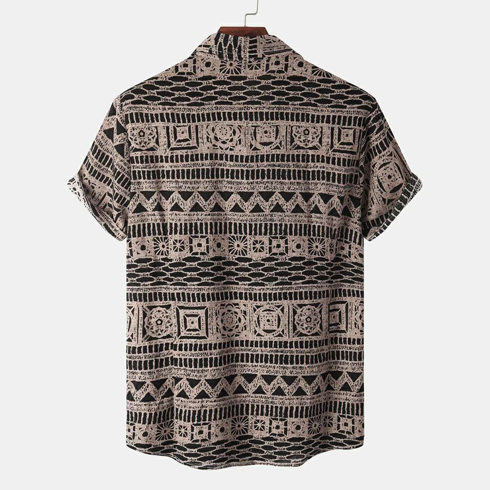 Men's Ethnic Short Sleeve Hawaiian Floral Shirt