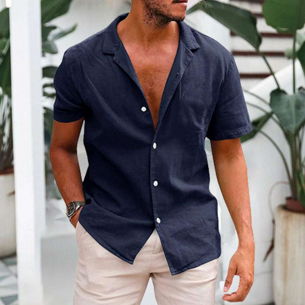 Short-sleeved shirt in breathable linen for men Short-sleeved shirt in breathable linen for men