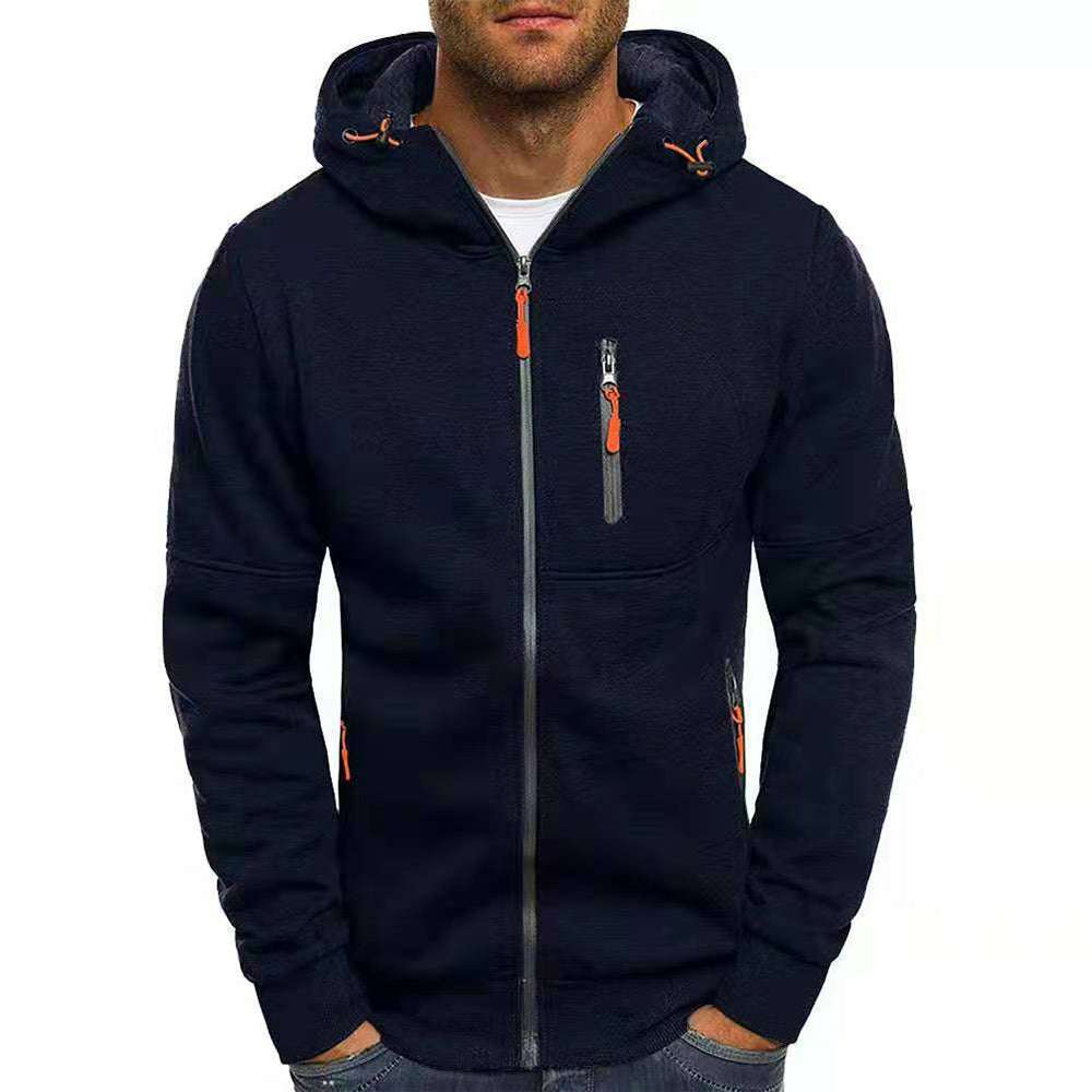 Men's Contrast Zip Slim Fit Hooded Jacket P1248
