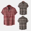 Men's Ethnic Short Sleeve Hawaiian Floral Shirt