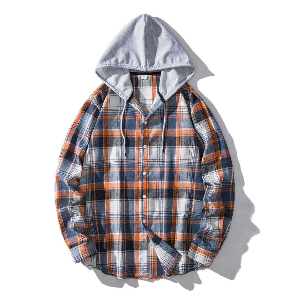 Men's Plaid Hooded Shirt P1245 Men's Plaid Hooded Shirt P1245